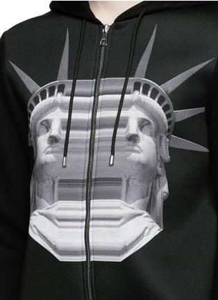 Detail View - Click To Enlarge - NEIL BARRETT - Stretch Statue of Liberty print zip hoodie