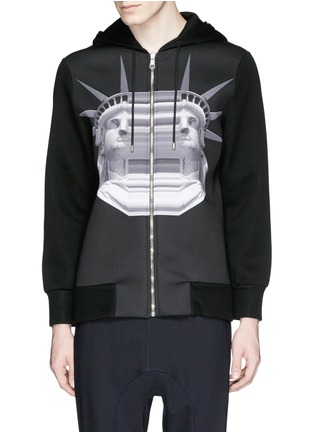 Main View - Click To Enlarge - NEIL BARRETT - Stretch Statue of Liberty print zip hoodie