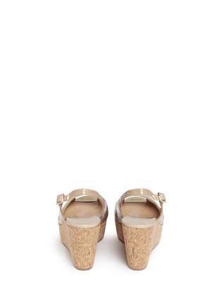Back View - Click To Enlarge - JIMMY CHOO - 'Praise' patent leather cork wedge sandals