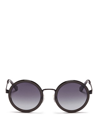 Main View - Click To Enlarge - OXYDO - Acetate overlay round metal sunglasses