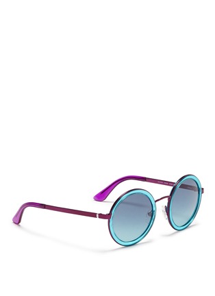 Figure View - Click To Enlarge - OXYDO - Acetate overlay colourblock sunglasses