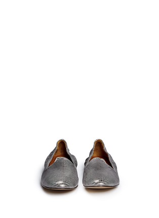 Figure View - Click To Enlarge - LANVIN - Textured metallic leather slip-ons