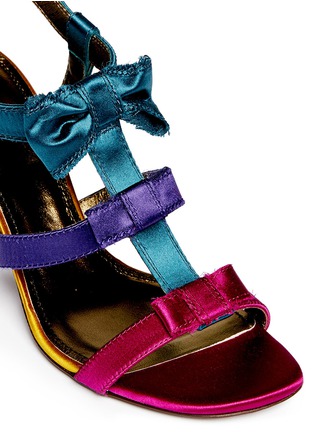 Detail View - Click To Enlarge - LANVIN - Bow colourblock satin sandals