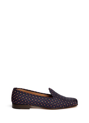 Main View - Click To Enlarge - STUBBS & WOOTTON - Floral tile jacquard slip-ons