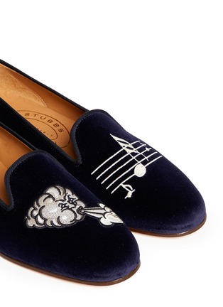 Detail View - Click To Enlarge - STUBBS & WOOTTON - 'Windy' cloud music velvet slip-ons