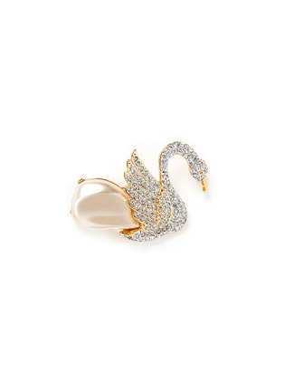 Main View - Click To Enlarge - KENNETH JAY LANE - Crystal pearl swan brooch