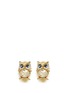 Main View - Click To Enlarge - KENNETH JAY LANE - Crystal pavé faux pearl owl clip earrings
