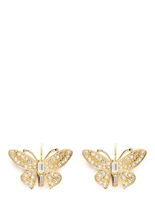 Main View - Click To Enlarge - KENNETH JAY LANE - Crystal pavé butterfly drop earrings