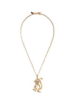Main View - Click To Enlarge - KENNETH JAY LANE - Crystal faux pearl monkey necklace