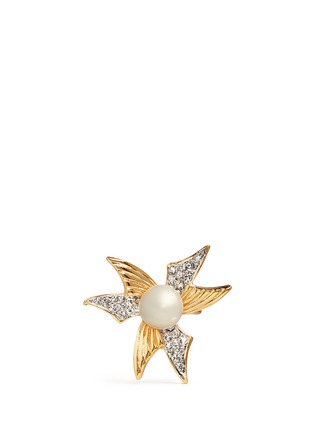 Main View - Click To Enlarge - KENNETH JAY LANE - Abstract flower glass pearl crystal pavé ring