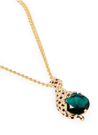 Detail View - Click To Enlarge - KENNETH JAY LANE - Cheetah emerald stone pendant necklace