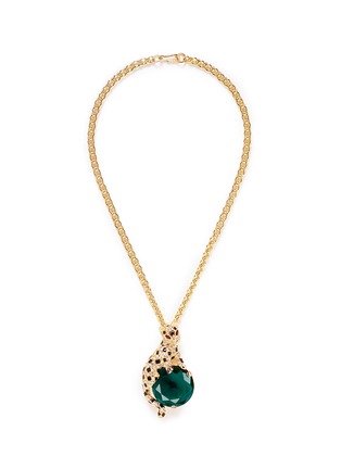 Main View - Click To Enlarge - KENNETH JAY LANE - Cheetah emerald stone pendant necklace