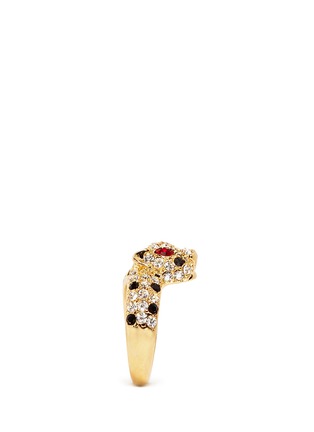 Detail View - Click To Enlarge - KENNETH JAY LANE - Crystal pavé cheetah head ring