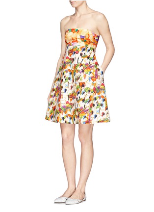 Figure View - Click To Enlarge - STELLA JEAN - 'Gufo' fruit market print bustier dress