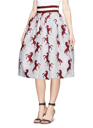 Front View - Click To Enlarge - STELLA JEAN - 'Pipistrello' horse print pouf skirt