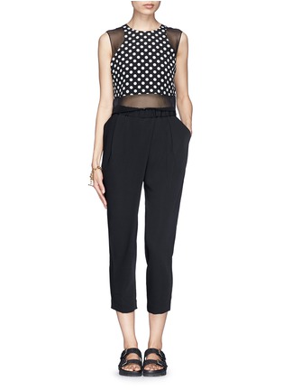 Figure View - Click To Enlarge - ELIZABETH AND JAMES - 'Enino' sheer panel polka dot cropped top