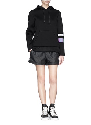 Detail View - Click To Enlarge - T BY ALEXANDER WANG - Reflective stripe scuba jersey hoodie