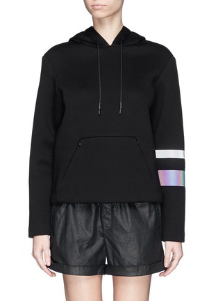 Main View - Click To Enlarge - T BY ALEXANDER WANG - Reflective stripe scuba jersey hoodie