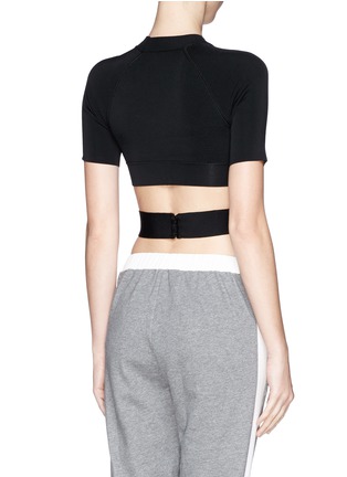 Back View - Click To Enlarge - T BY ALEXANDER WANG - Criss cross band stretch cropped top