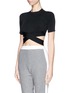 Front View - Click To Enlarge - T BY ALEXANDER WANG - Criss cross band stretch cropped top