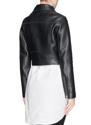 Back View - Click To Enlarge - T BY ALEXANDER WANG - Cropped leather biker jacket