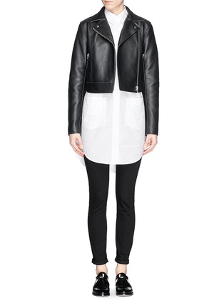 Figure View - Click To Enlarge - T BY ALEXANDER WANG - Cropped leather biker jacket