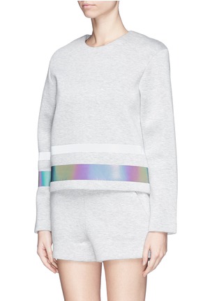 Front View - Click To Enlarge - T BY ALEXANDER WANG - Reflective stripe scuba jersey sweatshirt