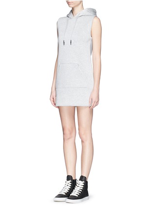 Front View - Click To Enlarge - T BY ALEXANDER WANG - Reflective stripe scuba jersey hood dress