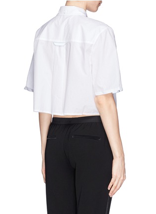 Back View - Click To Enlarge - T BY ALEXANDER WANG - Ripstop cotton poplin cropped shirt