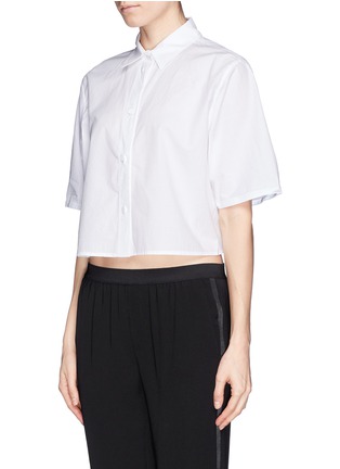 Front View - Click To Enlarge - T BY ALEXANDER WANG - Ripstop cotton poplin cropped shirt