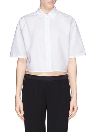 Main View - Click To Enlarge - T BY ALEXANDER WANG - Ripstop cotton poplin cropped shirt