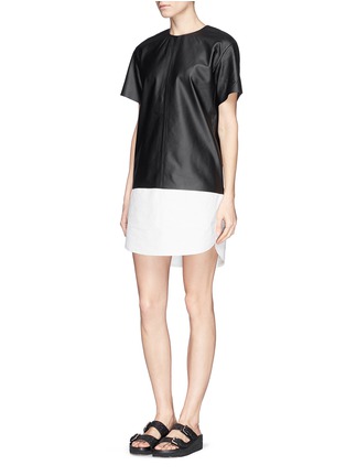 Figure View - Click To Enlarge - T BY ALEXANDER WANG - Colourblock lamb leather dress