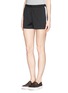 Front View - Click To Enlarge - T BY ALEXANDER WANG - Cotton poplin insert silk twill shorts