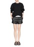 Figure View - Click To Enlarge - T BY ALEXANDER WANG - Colourblock lamb leather shorts