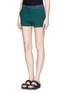 Front View - Click To Enlarge - T BY ALEXANDER WANG - Nylon waistband French terry shorts