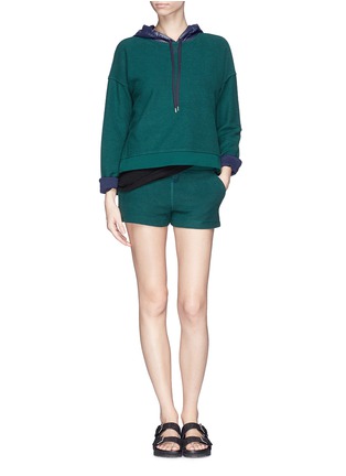 Figure View - Click To Enlarge - T BY ALEXANDER WANG - Nylon waistband French terry shorts