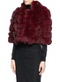 Front View - Click To Enlarge - HOCKLEY - 'Dove' cropped suede trim fox fur jacket