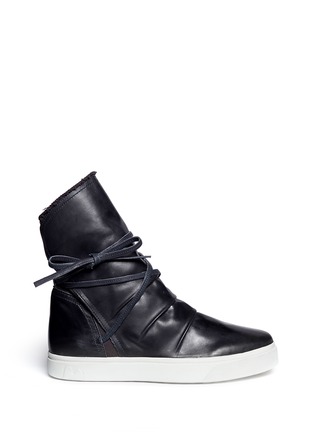Main View - Click To Enlarge - PEDDER RED - Terry cuff leather sneaker boots