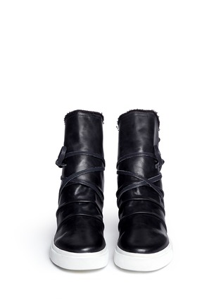 Figure View - Click To Enlarge - PEDDER RED - Terry cuff leather sneaker boots