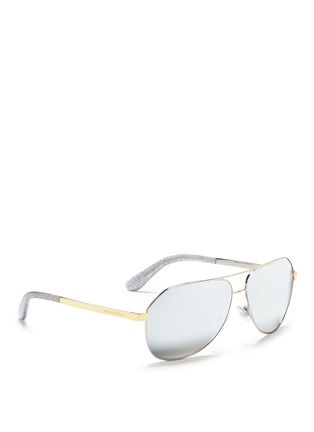 Figure View - Click To Enlarge - - - Glitter tip metal aviator mirror sunglasses