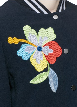 Detail View - Click To Enlarge - MIRA MIKATI - Sequin floral and parrot embroidery bomber jacket