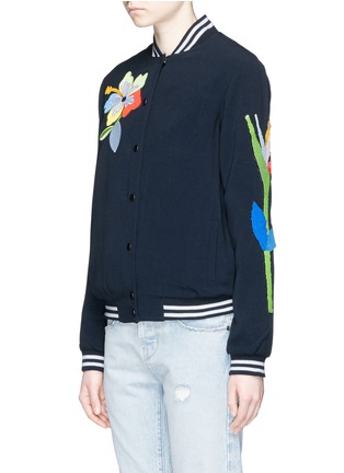 Front View - Click To Enlarge - MIRA MIKATI - Sequin floral and parrot embroidery bomber jacket