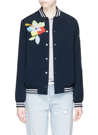 Main View - Click To Enlarge - MIRA MIKATI - Sequin floral and parrot embroidery bomber jacket