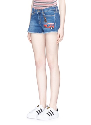 Front View - Click To Enlarge - MIRA MIKATI - 'Rainforest' embroidered denim shorts