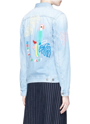 Back View - Click To Enlarge - MIRA MIKATI - Beaded parrot embroidery denim jacket