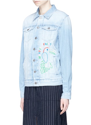 Front View - Click To Enlarge - MIRA MIKATI - Beaded parrot embroidery denim jacket