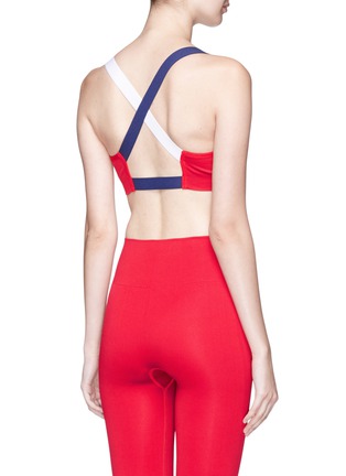 Back View - Click To Enlarge - PERFECT MOMENT - Colourblock cross strap sports bra