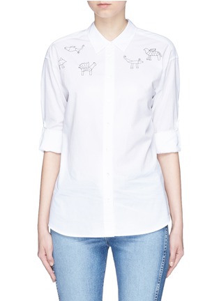 Main View - Click To Enlarge - CLOSED - x Jupe by Jackie animal embroidered poplin shirt