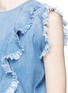 Detail View - Click To Enlarge - CLOSED - Fringed ruffle sleeveless denim top