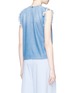 Back View - Click To Enlarge - CLOSED - Fringed ruffle sleeveless denim top